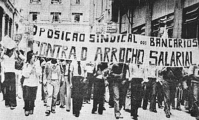 Greve dos bancários de SP contra o arrocho e a ditadura, em 1978
